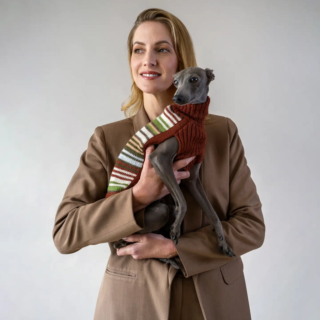 Alqo Wasi Dog Sweater Rusty Striped
