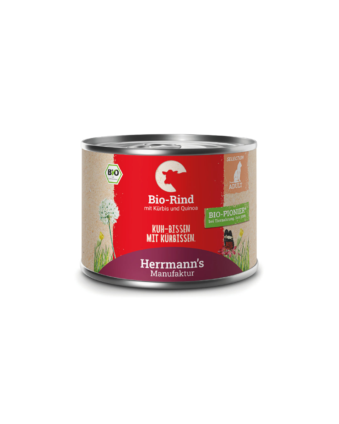 Herrmann’s Nassfuttermenü KATZE Adult Bio Rind mit Kürbis & Quinoa