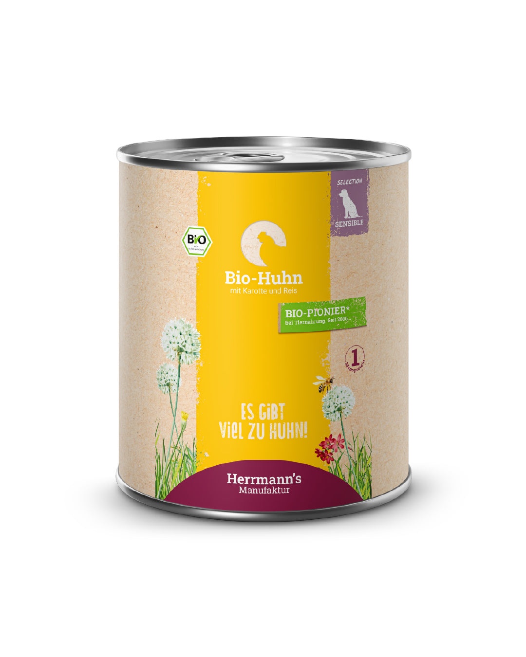 Herrmann’s Nassfuttermenü Sensible Bio Huhn mit Karotte und Reis