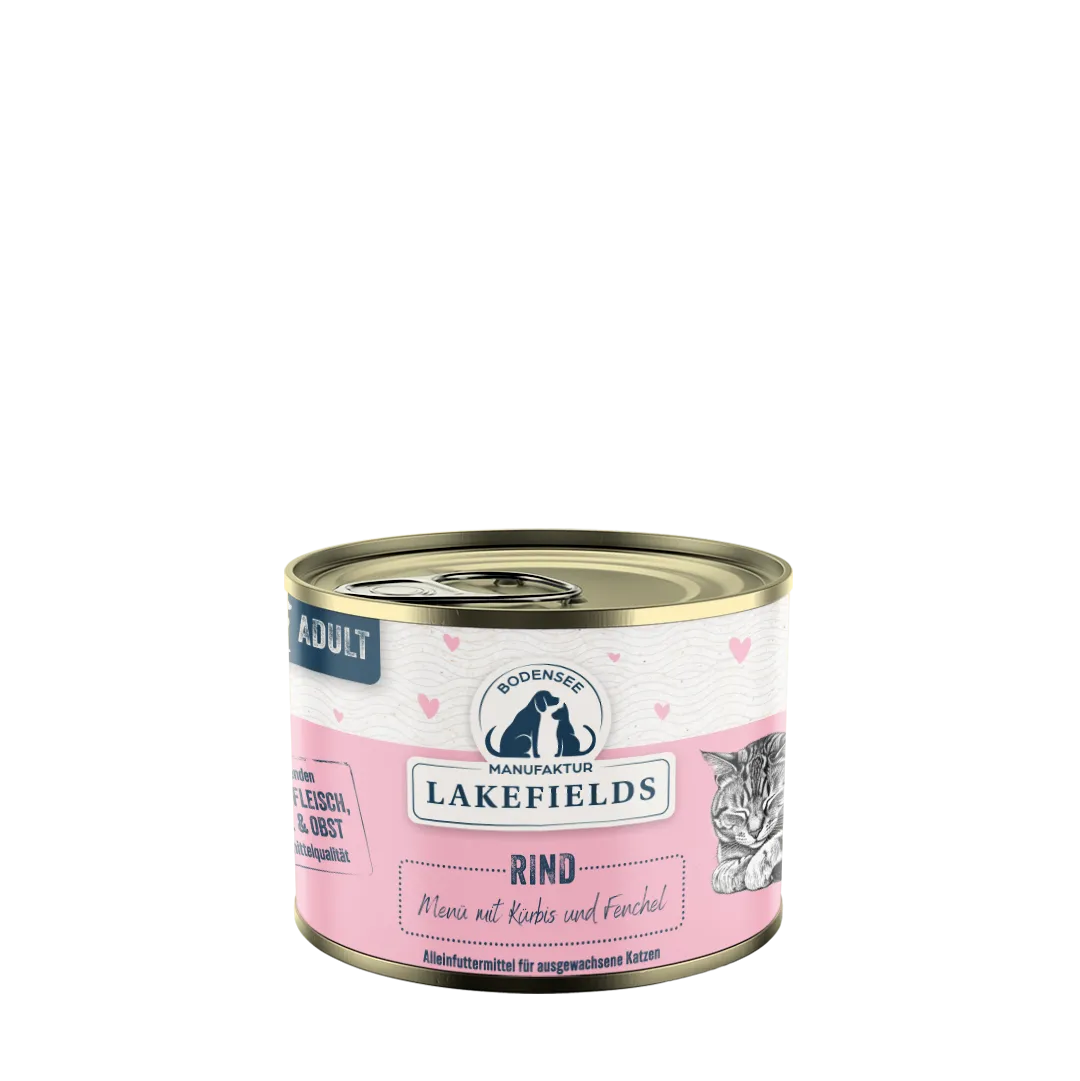 Lakefields Nassfuttermenü Rind für KATZEN