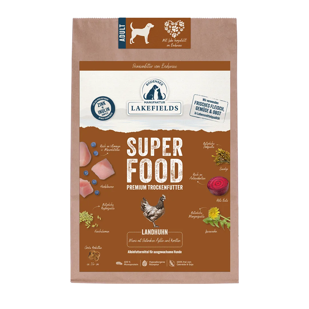 Lakefields Trockenfuttermenü Superfood Huhn