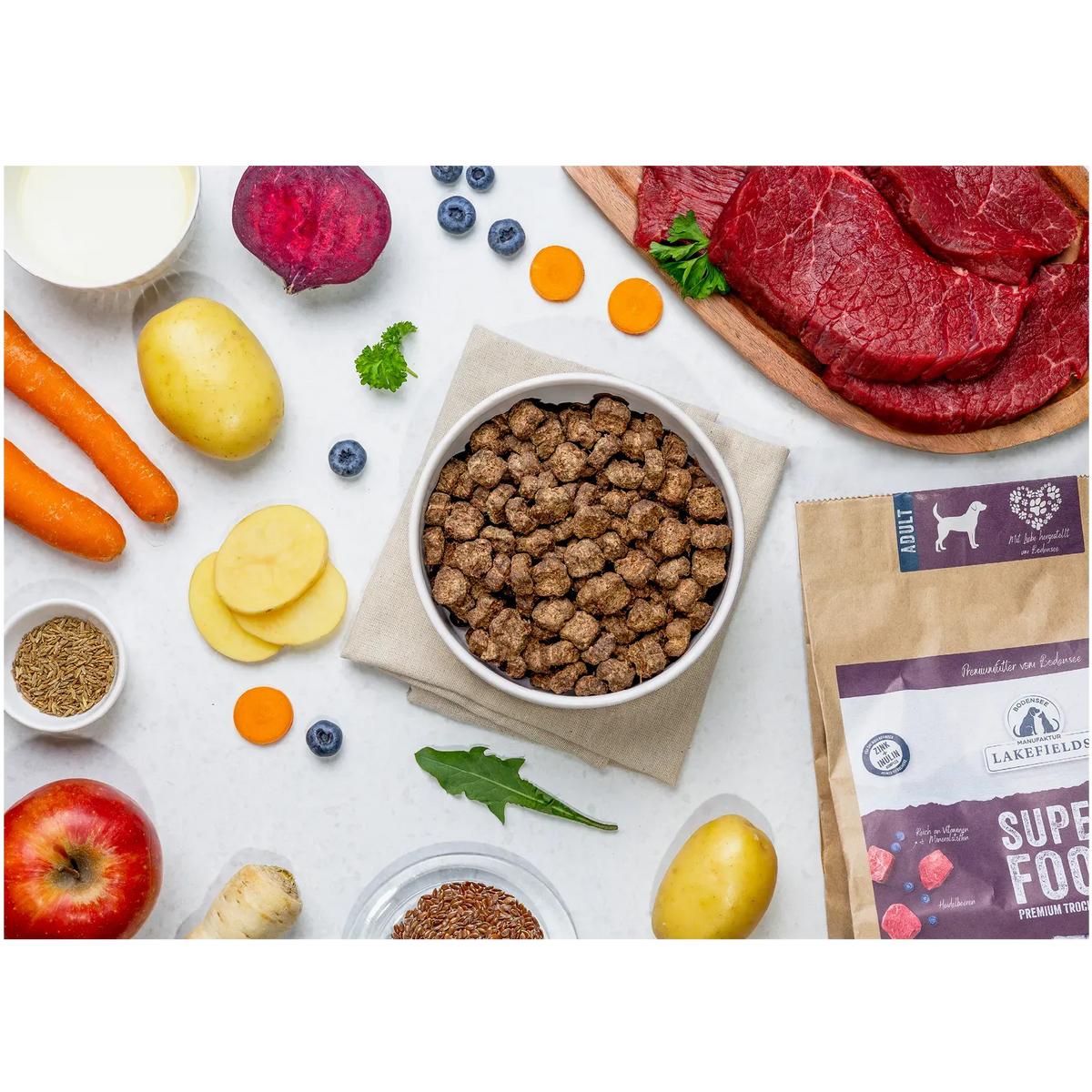 Lakefields Trockenfuttermenü Rind Superfood