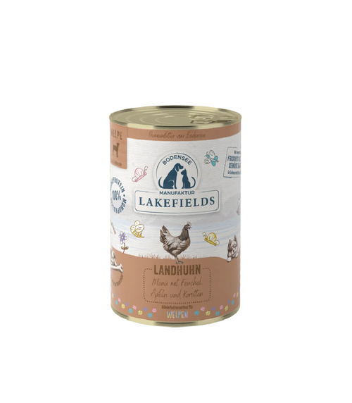 Lakefields Nassfuttermenü Landhuhn für WELPEN
