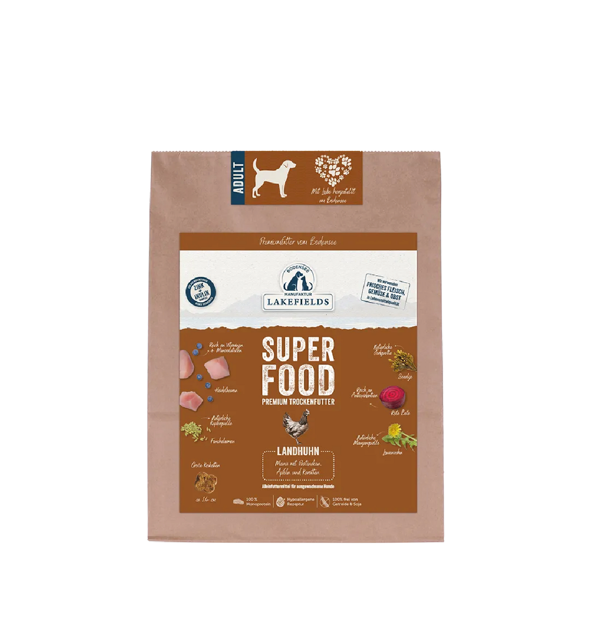 Lakefields Trockenfuttermenü Superfood Huhn