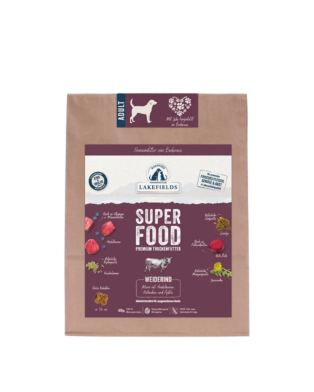 Lakefields Trockenfuttermenü Rind Superfood