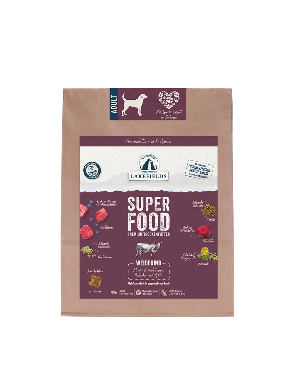 Lakefields Trockenfuttermenü Rind Superfood