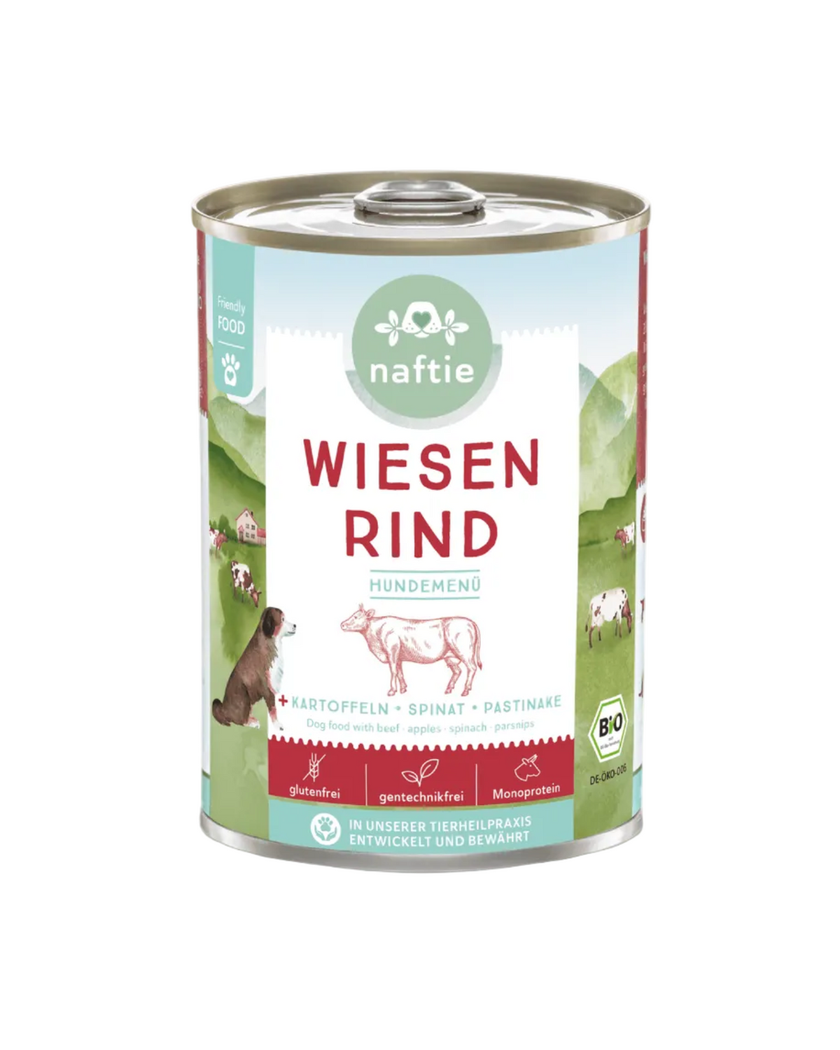 Naftie Nassfuttermenü Bio Wiesenrind