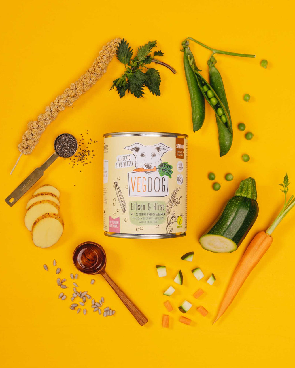 VEGDOG Veganes Nassfuttermenü Senior Erbsen & Hirse