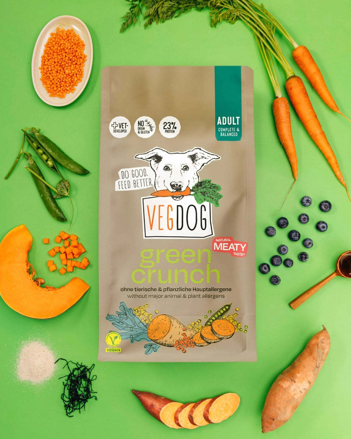 VEGDOG Veganes Trockenfuttermenü Green Crunch