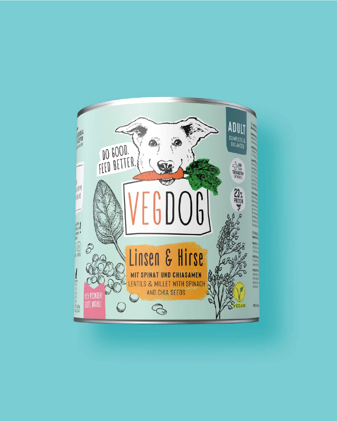 VEGDOG Veganes Nassfuttermenü Adult Linsen & Hirse