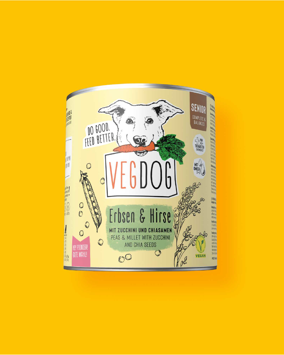 VEGDOG Veganes Nassfuttermenü Senior Erbsen & Hirse