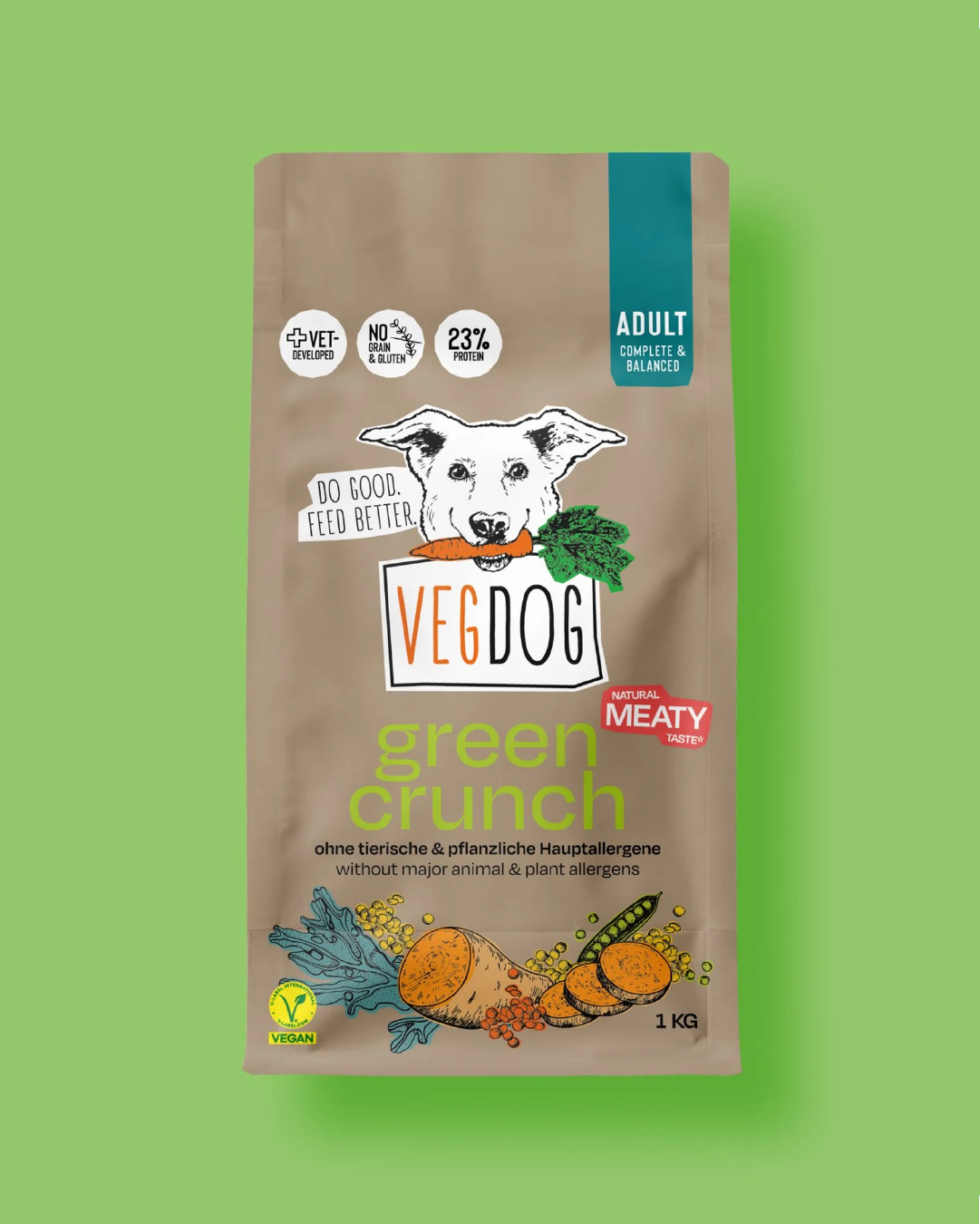 VEGDOG Veganes Trockenfuttermenü Green Crunch