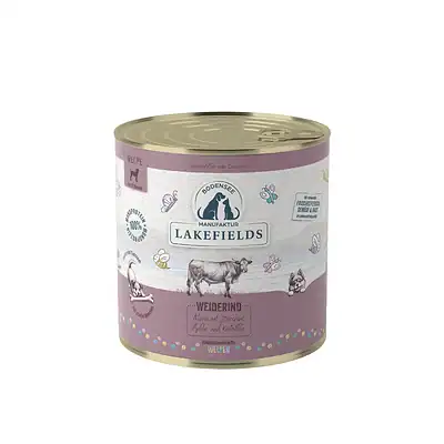 Premium Hundefutter in Dose, Weiderind mit Zucchini, Äpfeln und Kartoffeln, hochwertiges Nassfutter für kleine Hunde, allergenarm und natürlich, bei Kiezhund Hundeshop.