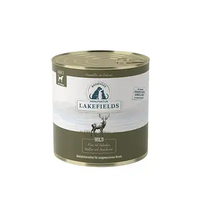 Saftiges Hundefutter in Dosen mit Wildschwein, Pastinaken, Karotten und Heidelbeeren, hochwertige Ernährung für erwachsene Hunde, Bodensee-Manufaktur.