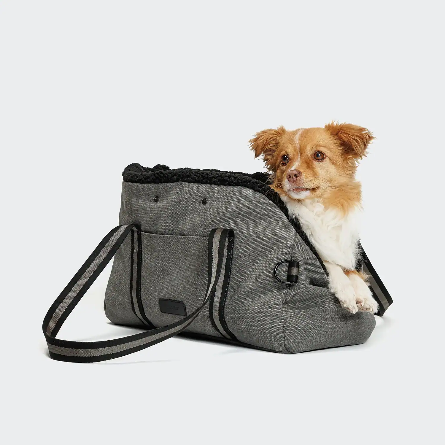 Cloud7-Dog-Carrier-Lucca-Canvas-Basalt-Dog-2-Bearbeitet-on-grey