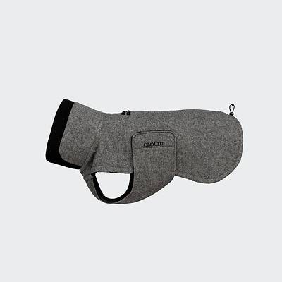 Schwarz-graues Hundegeschirr mit weicher Polsterung und verstellbarem Gurt – bequemes Hundezubehör, ideal für Spaziergänge und Training.